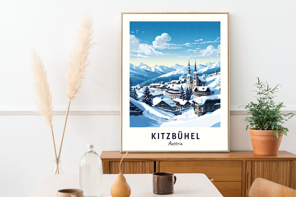 Kitzbühel Austria Twin Church Spires Above the Snowy Town Poster - Image 2