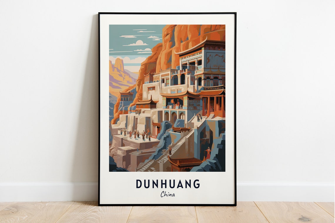 Mogao Caves Travel Print Wall Art Dunhuang China City Print Mogao Caves Travel Gift Mogao Caves Poster Travel Gift