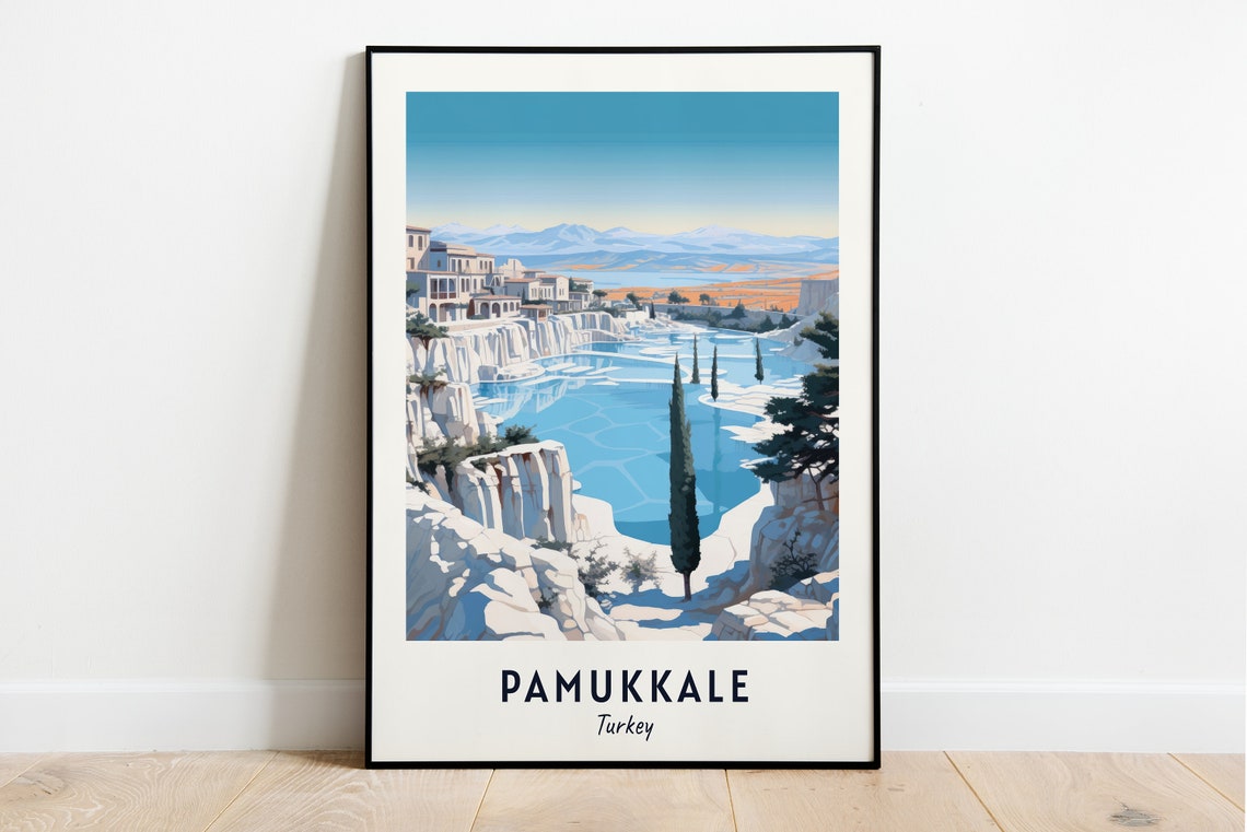 Pamukkale Turkey Travertine Terraces Travel Poster Keepsake Art