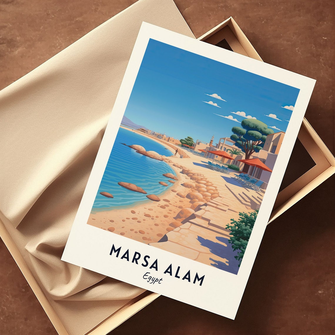 Sunny Sandy Beach Promenade Walk Marsa Alam Egypt Travel Poster - Image 3