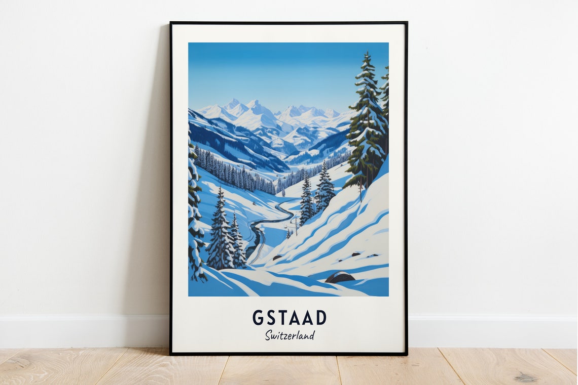 Gstaad Switzerland Travel Print Wall Art Gstaad Switzerland City Print Gstaad Switzerland Travel Gift Gstaad Switzerland Poster