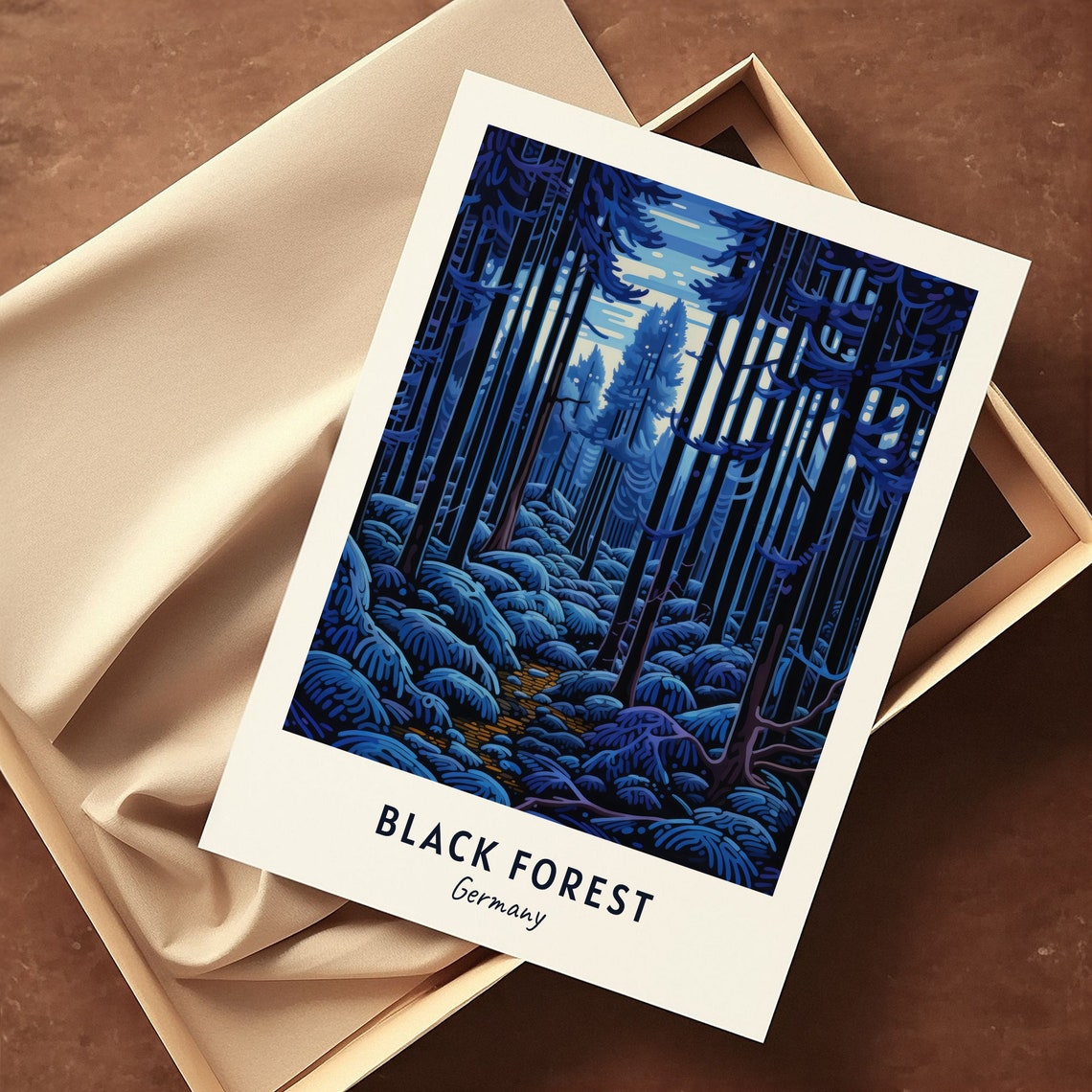 Black Forest Germany Blue Pine Forest Trail Evening Dusk Poster - Image 3
