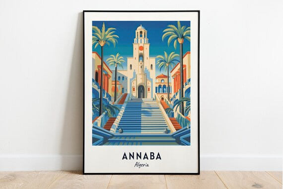 Annaba Algeria Basilica With Grand Staircase And Palms Poster