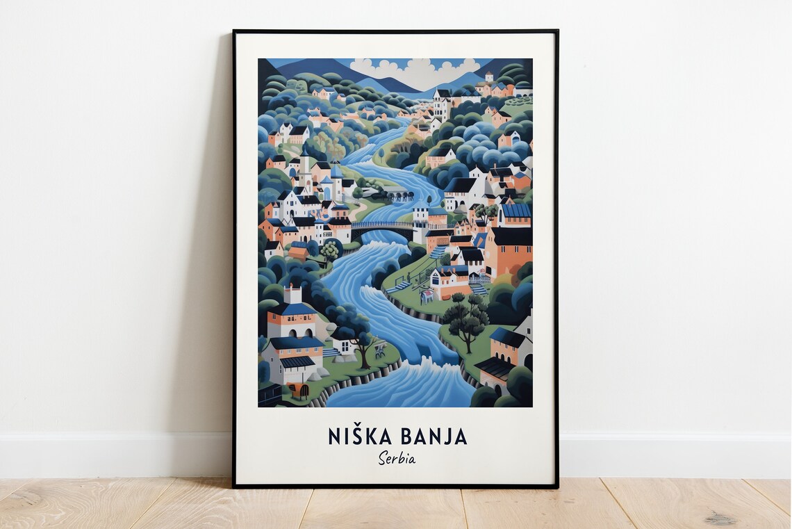Niska Banja Serbia Historic Spa Town River Valley Travel Poster
