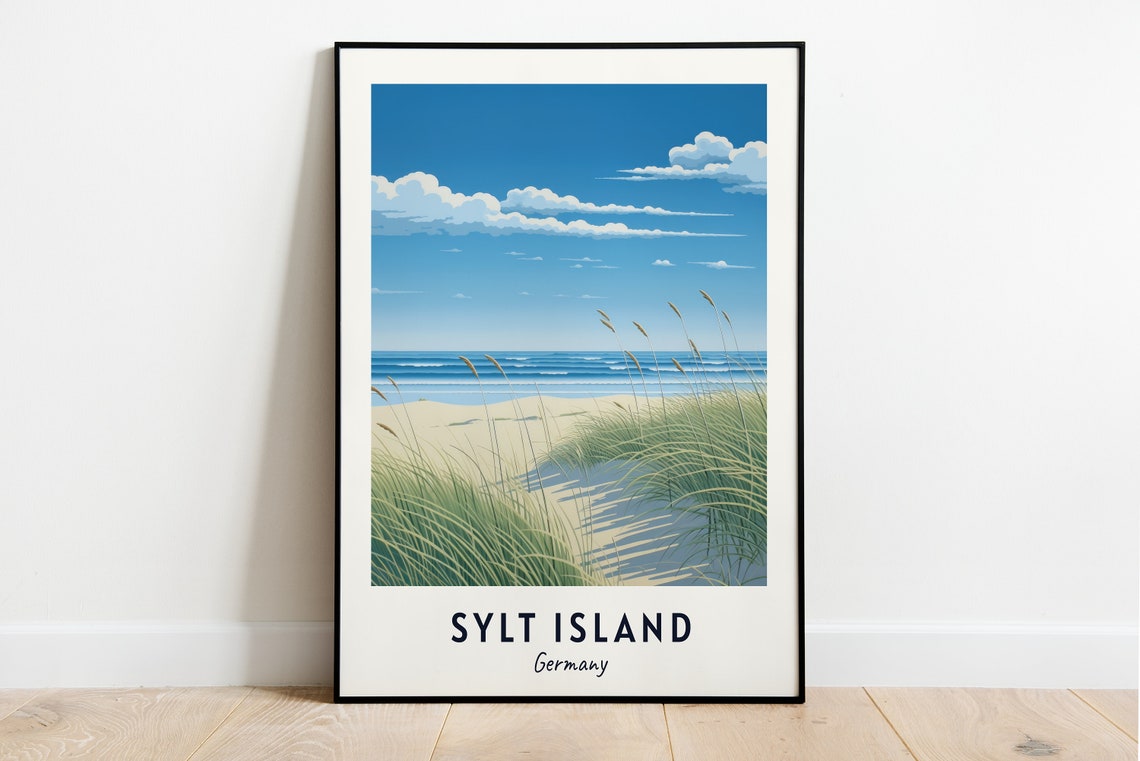 Sylt Island Germany Sandy Dunes Beach Grass Sea Breeze Poster