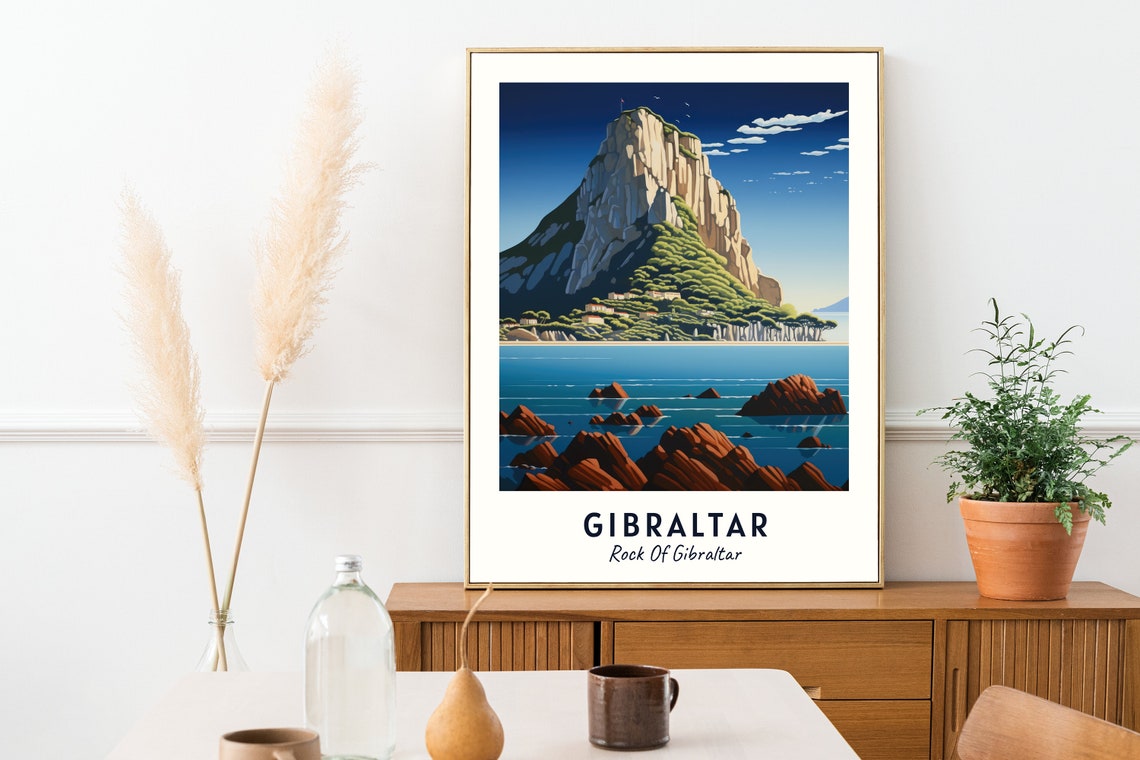 Gibraltar Rock Of Gibraltar Travel Print Wall Art Gibraltar Rock Of Gibraltar City Print Gibraltar Rock Of Gibraltar Travel Gift - Image 2