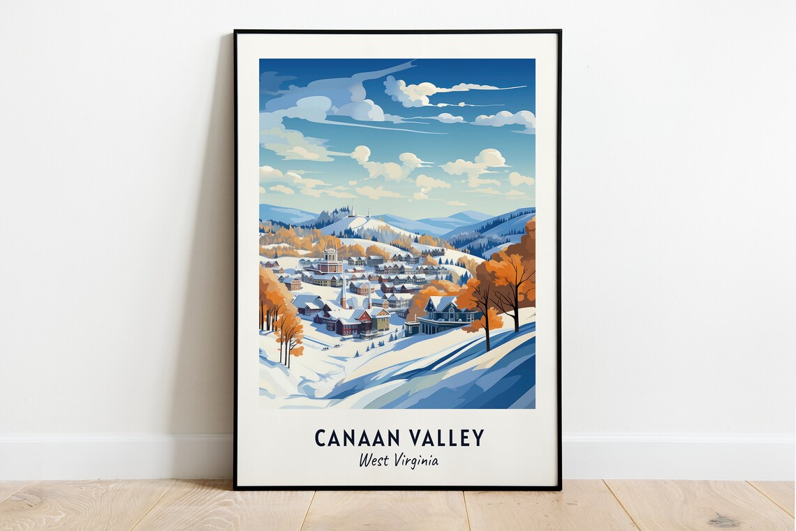 Canaan Valley West Virginia Autumn Pines and Snowy Hills Poster