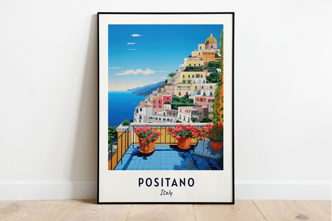 Positano Italy Travel Poster, City Wall Art