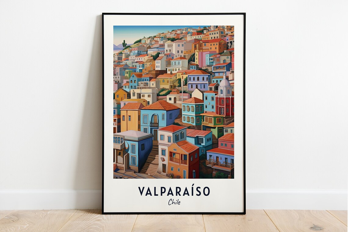 Valparaso Travel Poster, Chile City Art Print