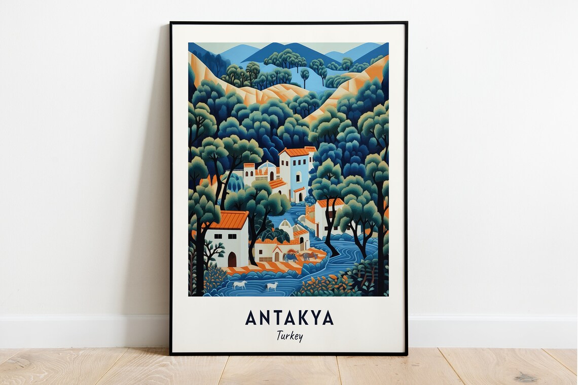 Antakya Orange Roof Village Green River Hills Town Travel Poster