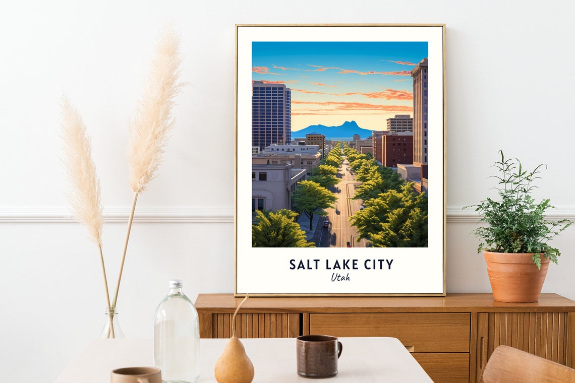 Salt Lake City Travel Print Wall Art Salt Lake City Utah City Print Salt Lake City Travel Gift Salt Lake City City Poster Travel Gift - Image 2