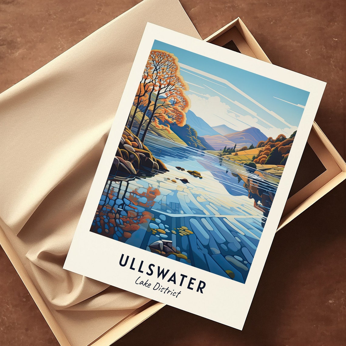 Ullswater Lake District Autumn Trees Mirror Lake Scene Poster - Image 3