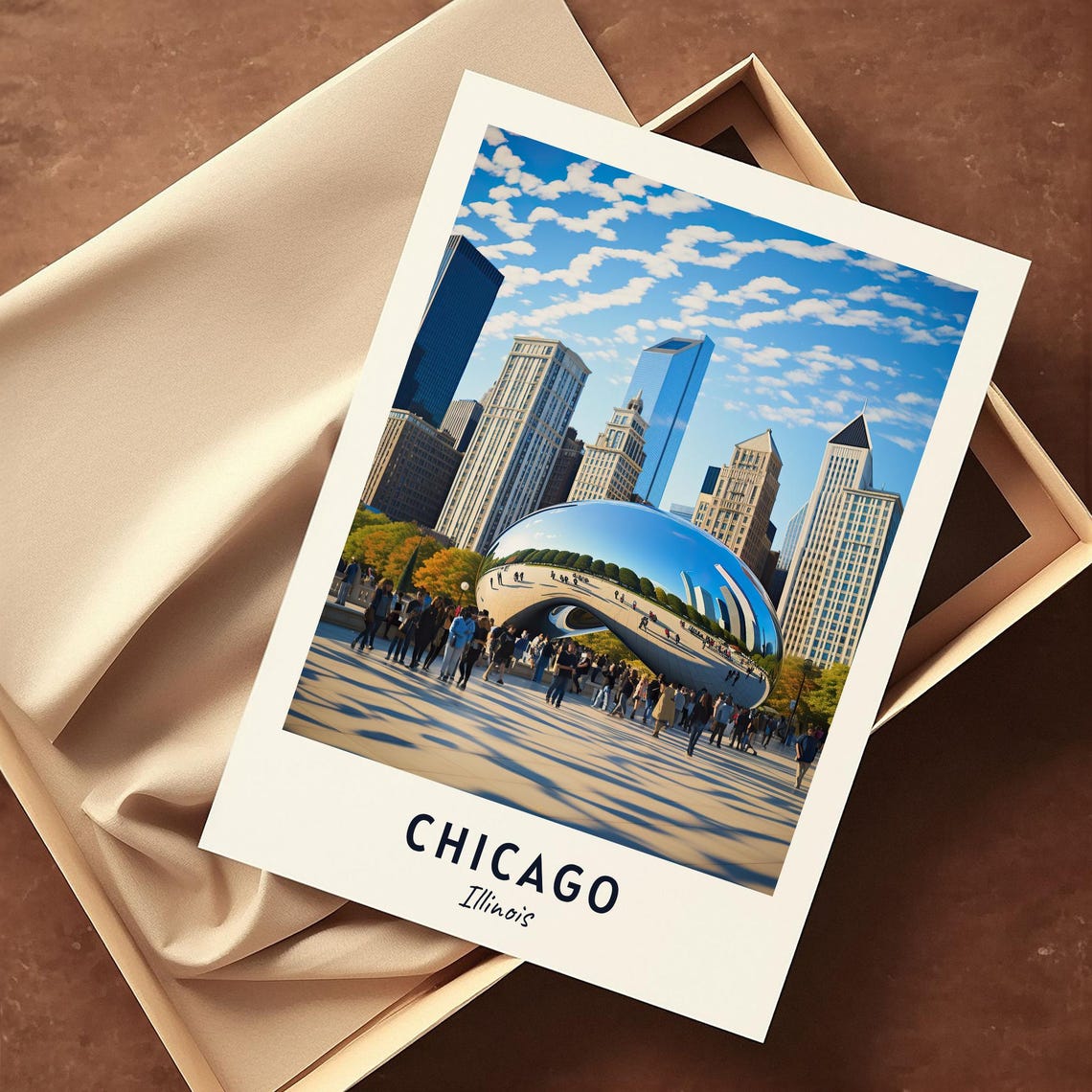 Chicago Illinois Cloud Gate Bean Millennium Park Travel Poster - Image 3