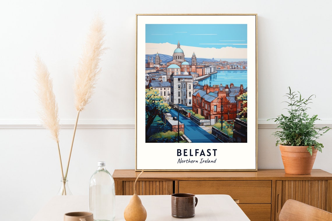 Belfast Northern Ireland City Hall Dome River Cityscape Poster - Image 2