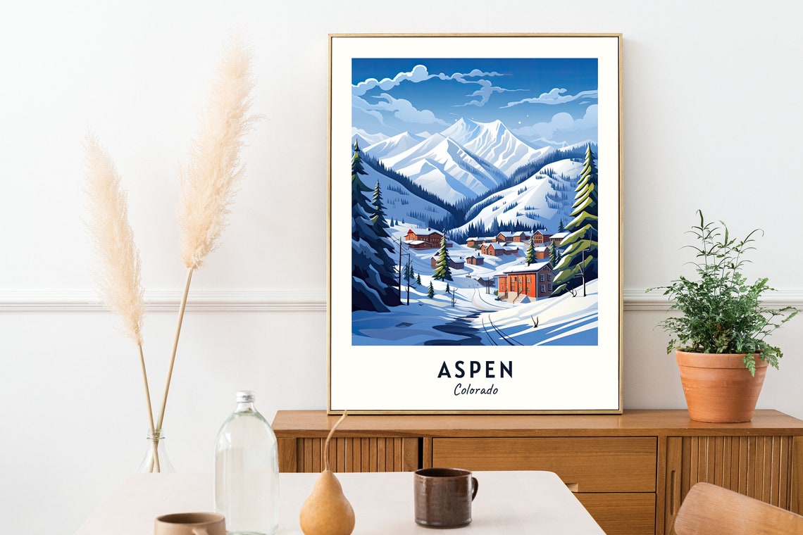 Aspen Colorado Snowy Path Through the Village at Dusk Poster - Image 2