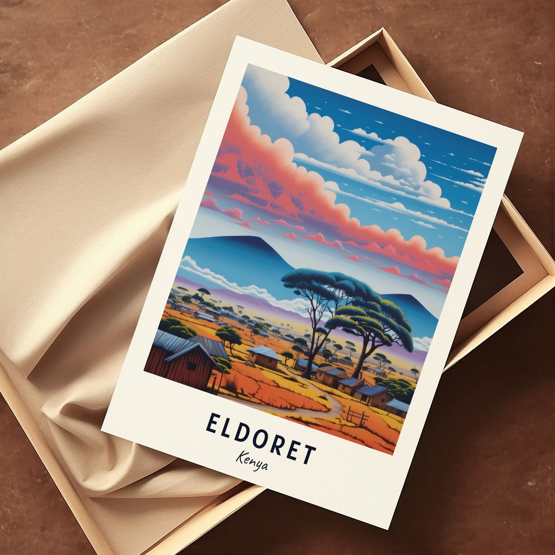 Eldoret Kenya Savanna Village Acacia Mountains Scenic Poster - Image 3