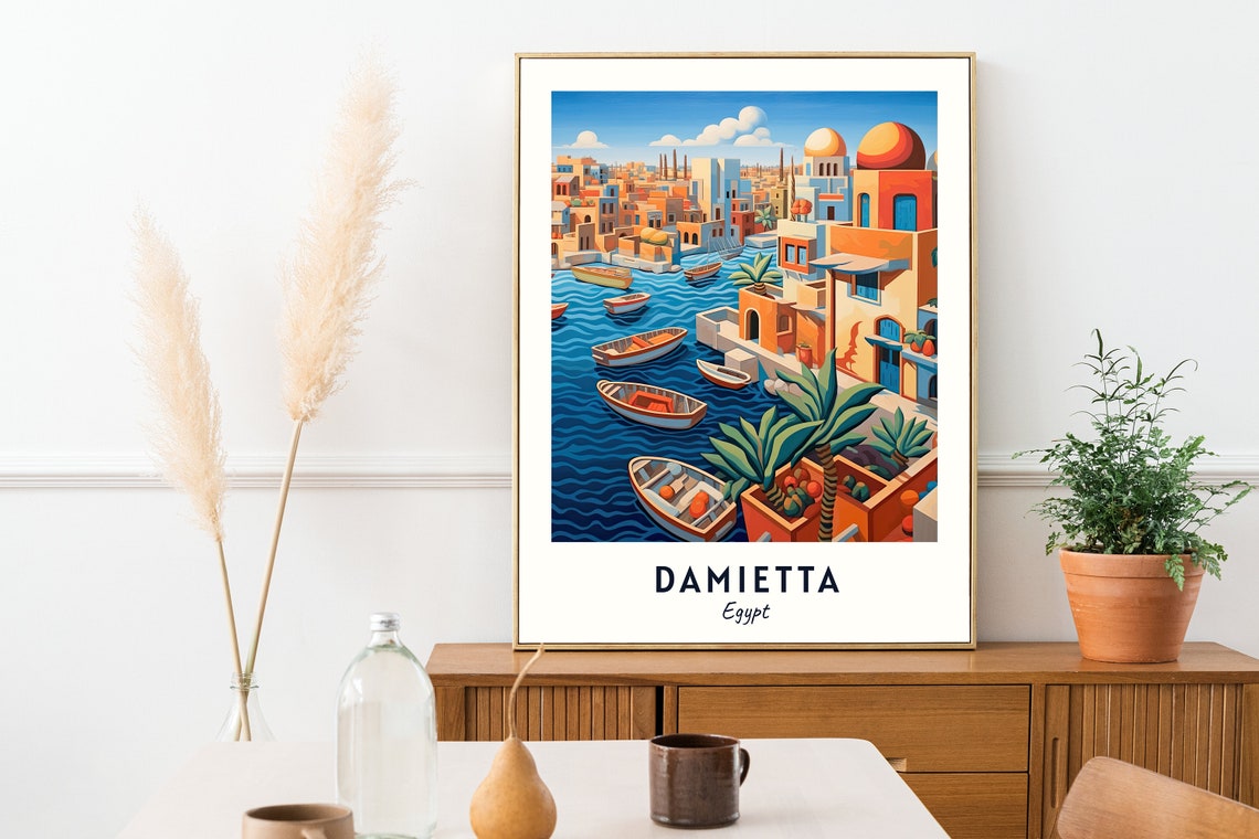 Damietta Port Travel Print Wall Art Damietta Egypt City Print Damietta Port Travel Gift Damietta Port Poster - Image 2