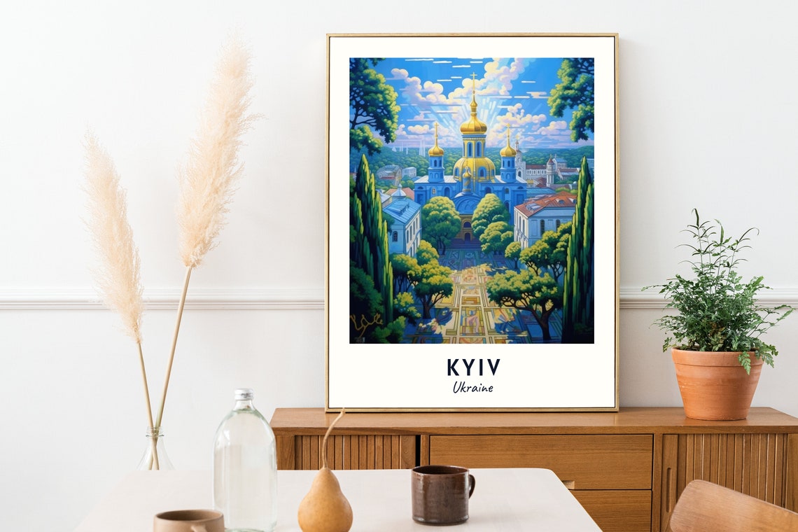 Kyiv Ukraine Cathedral With Golden Domes Among Green Trees Poster - Image 2