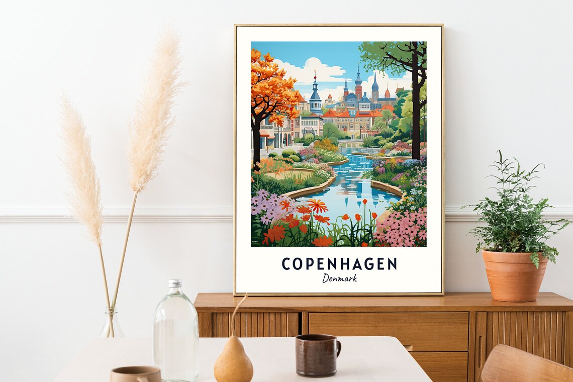 Copenhagen Denmark Blooming Canal Garden City Spring View Poster - Image 2