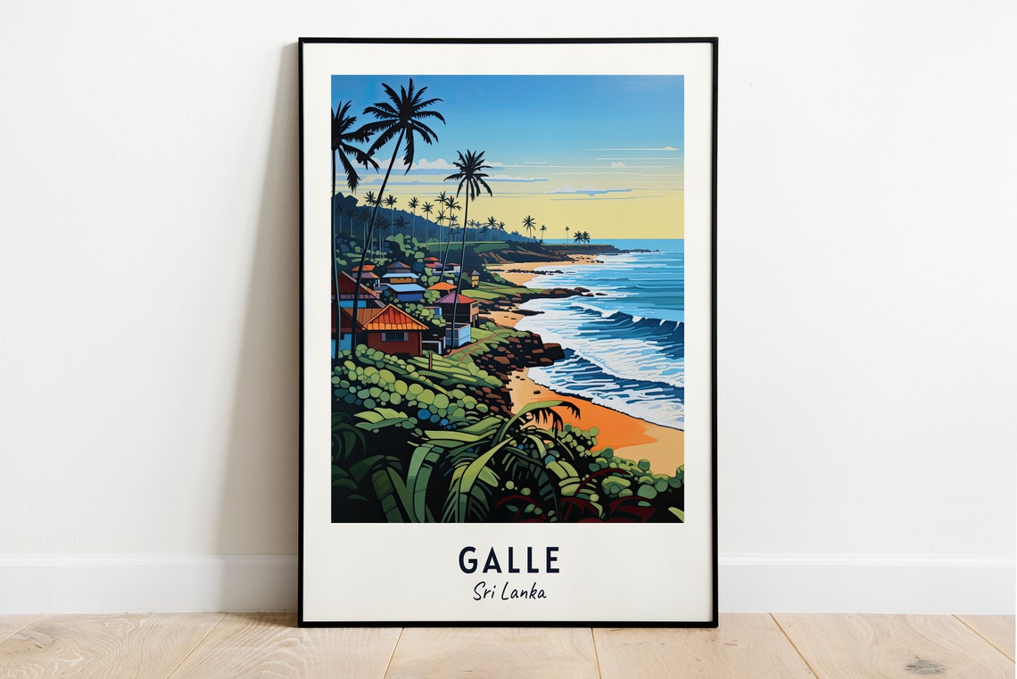Galle Sri Lanka Tropical Beach Palm Coast Ocean Travel Poster