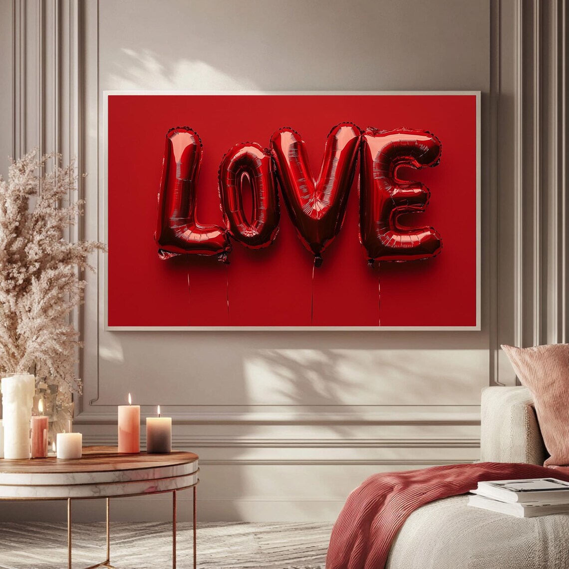 Love Foil Letter Balloons Valentines Day Romantic Art Frame TV Poster - Image 5