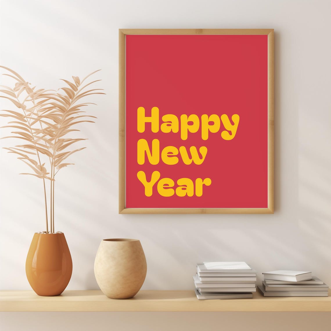 Happy New Year Bubble Letters Red Yellow Retro Party Wall Poster - Image 2