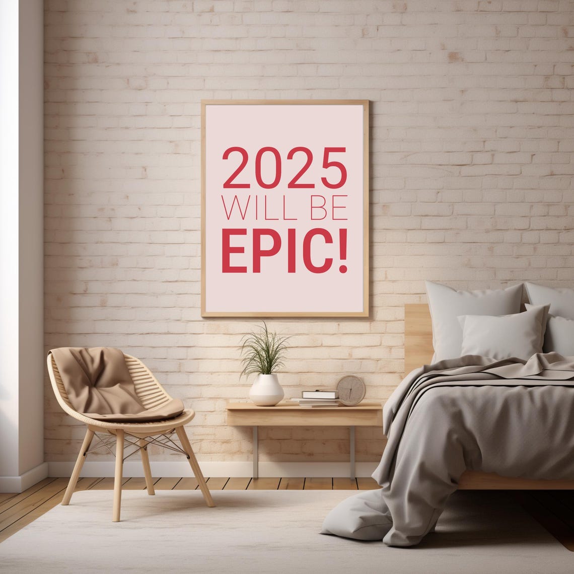 2025 Will Be Epic Red Typography Blush Pink New Year Party Poster - Image 4