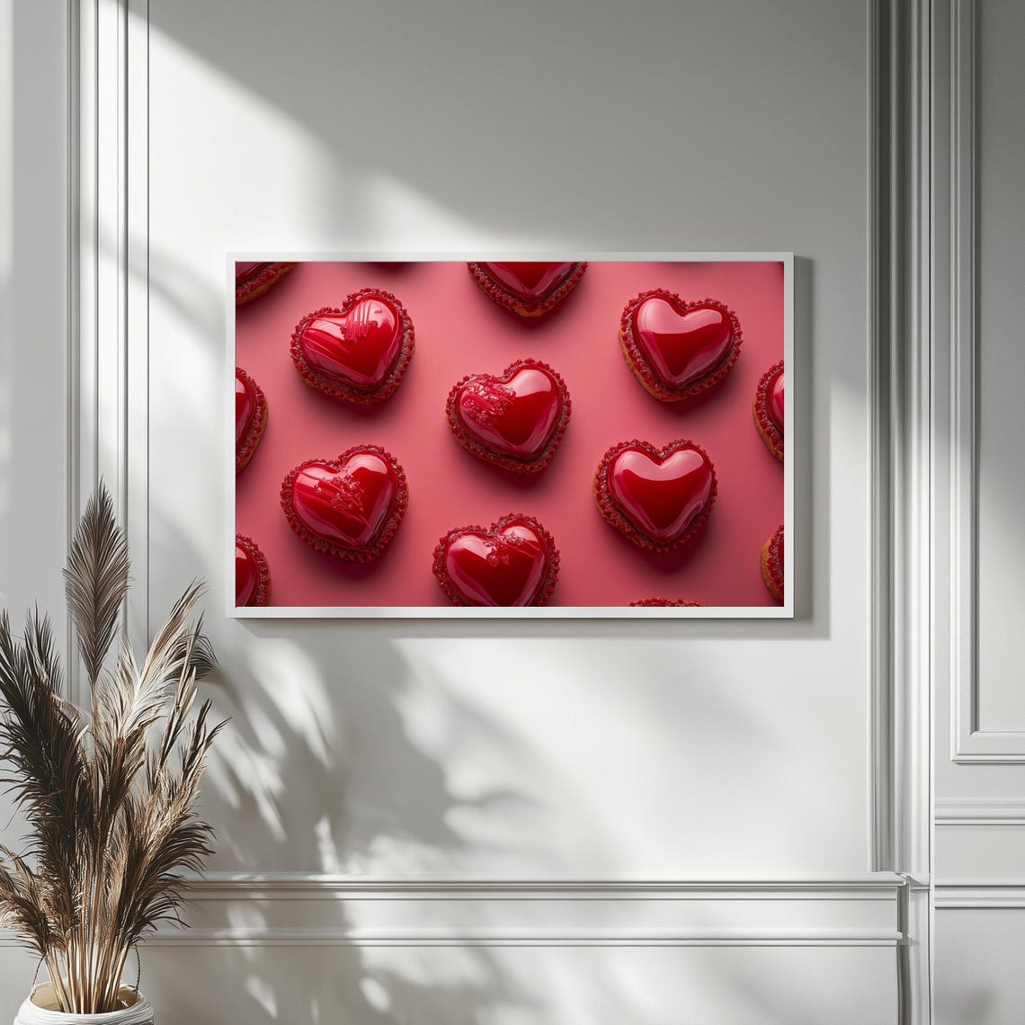 Glossy Red Heart Pastries Pattern Valentines Day Art Frame TV Poster - Image 4