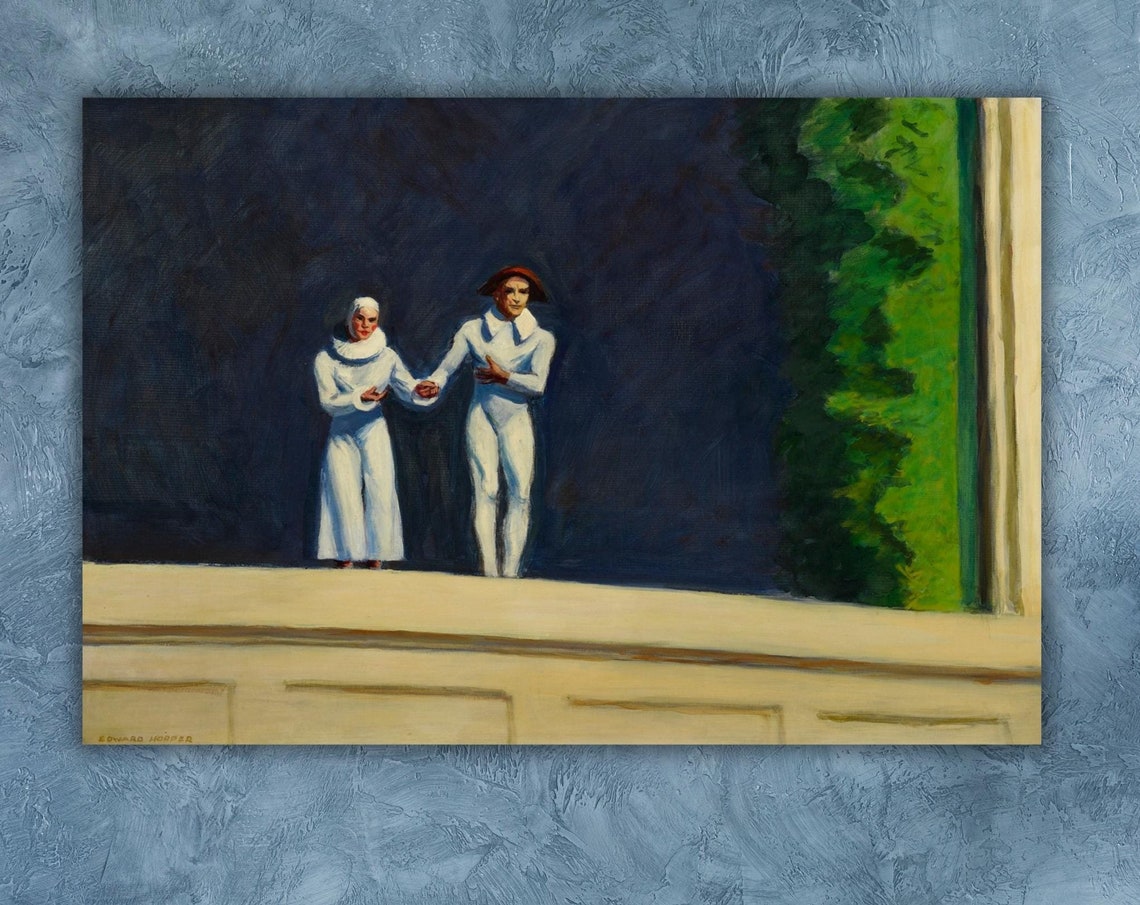 Edward Hopper Two Comedians Stage Pierrot Figures Painting Art Poster