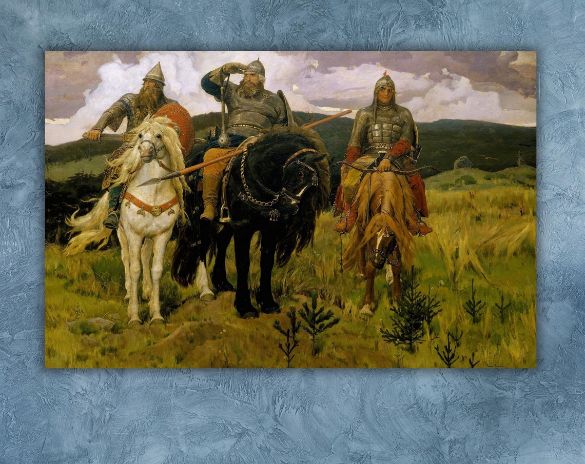 Viktor Vasnetsov Bogatyrs Russian Warriors Horses Epic Art Poster