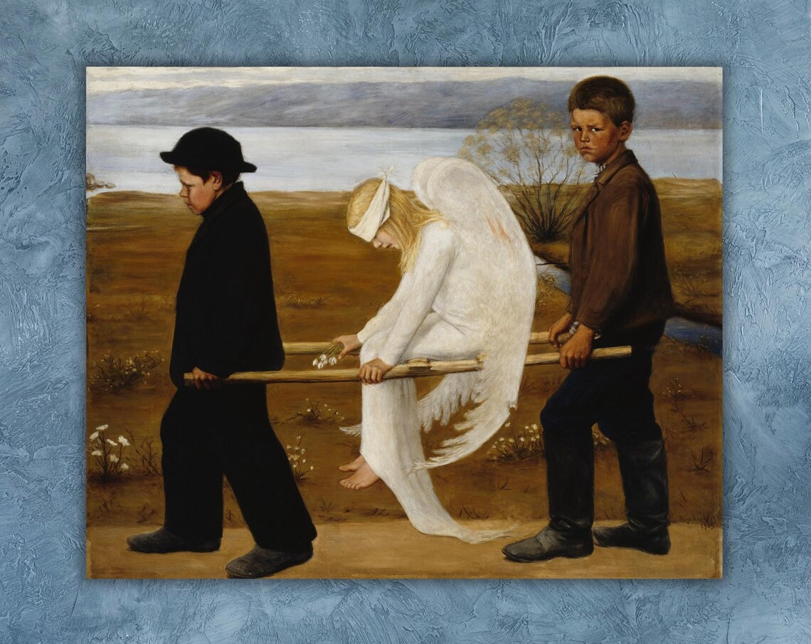 Hugo Simberg The Wounded Angel Boys Stretcher Symbolist Art Poster - Image 2