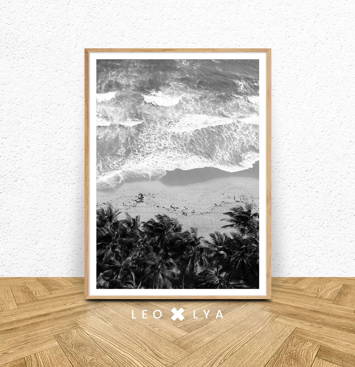 Black and White Beach Poster, Ocean Waves Art Print