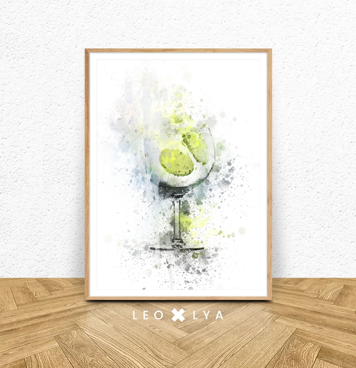 Gin and Tonic Cocktail Watercolor Splatter Poster for Modern Kitchens - Image 3