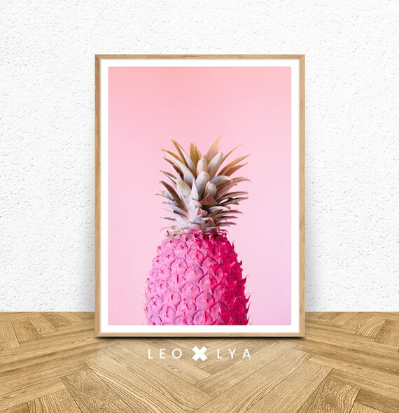 Tropical Print Pineapple Print Modern Minimalist Pink Color Print Pineapple Wall Art Pineapple Tropical Art Print Pineapple