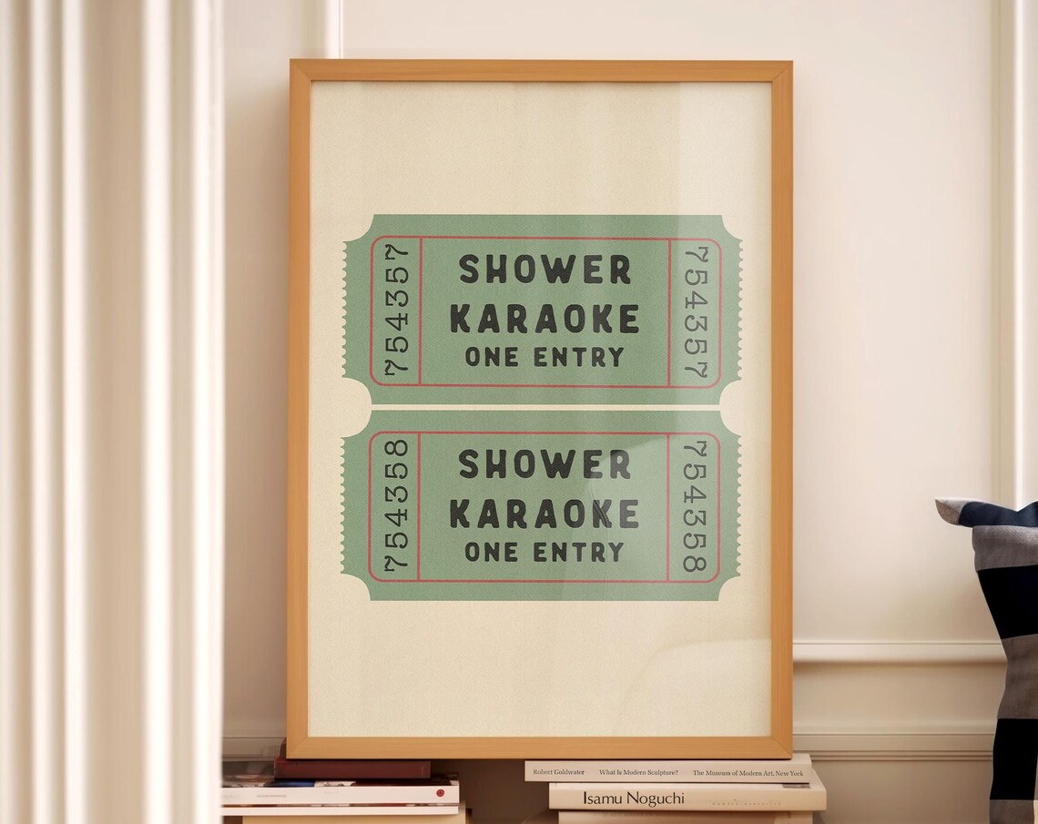 Shower Karaoke Two Ticket Print, Retro Bathroom Art - Image 4