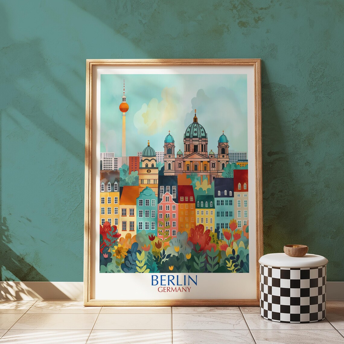 Berlin Cityscape Print Colorful Germany Travel Poster