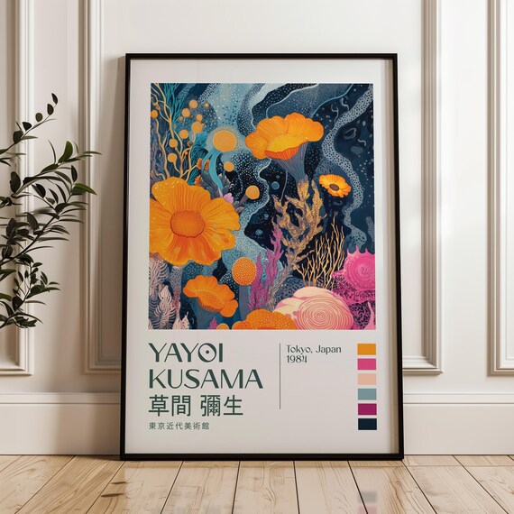 Yayoi Kusama Tokyo 1984 Orange Blossom Garden Exhibition Poster