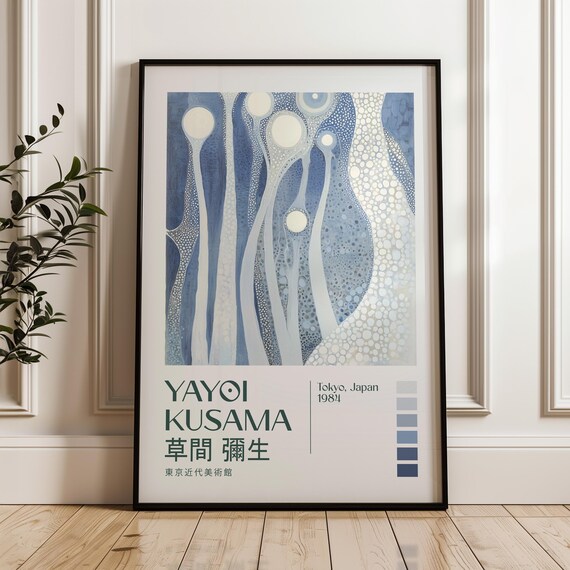 Yayoi Kusama Print Exhibition Poster Livingroom Maximalist Modern Art Japandi Wall