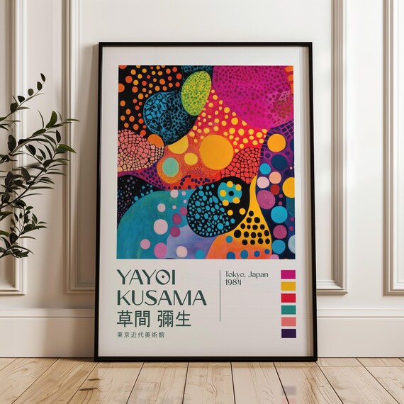 Yayoi Kusama Exhibition Poster Modern Art Print Japandi Wall Maximalist Livingroom