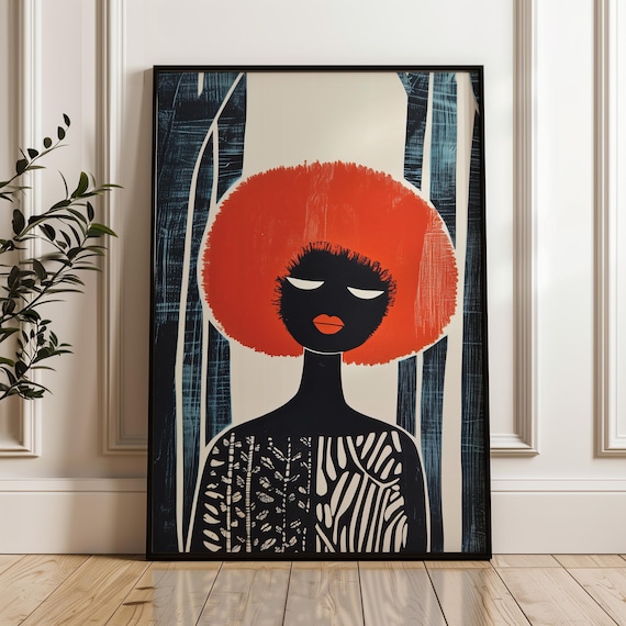 Red and Black Poster Girl Print, African Woman