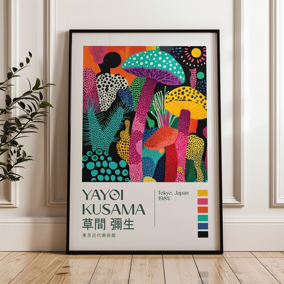 Yayoi Kusama Print Modern Art Exhibition Poster Maximalist Livingroom Japandi Wall