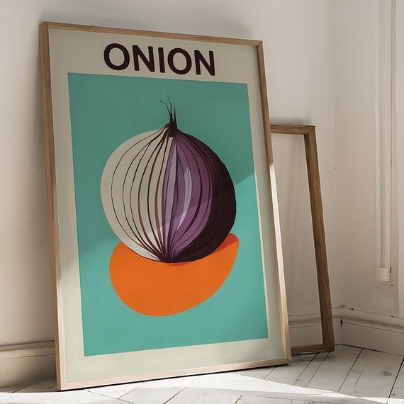 Onion Retro Art Print, Rustic Kitchen Decor