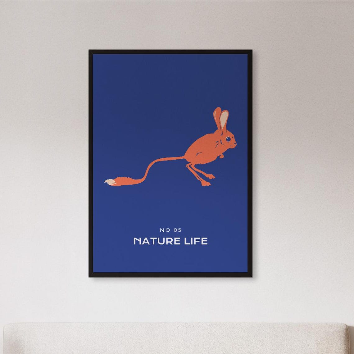 Playful Orange Jerboa Desert Mouse Minimalist Nature Life Poster