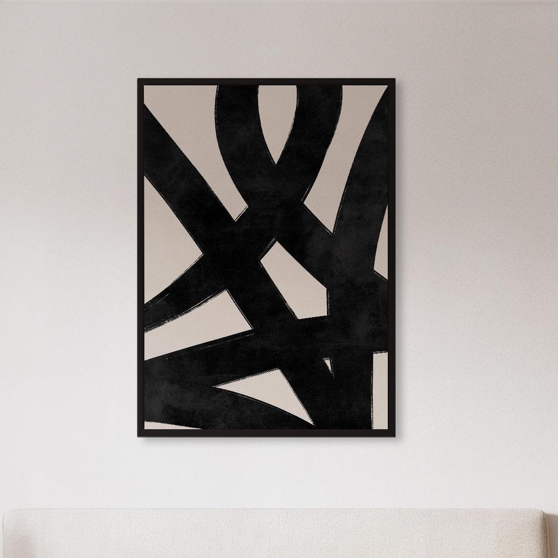 Bold Black Brush Stroke Abstract Minimalist Modern Art Poster