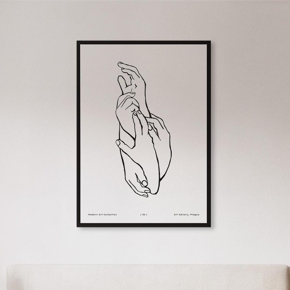 Minimalist Holding Hands Line Drawing Romantic Couple Art Poster