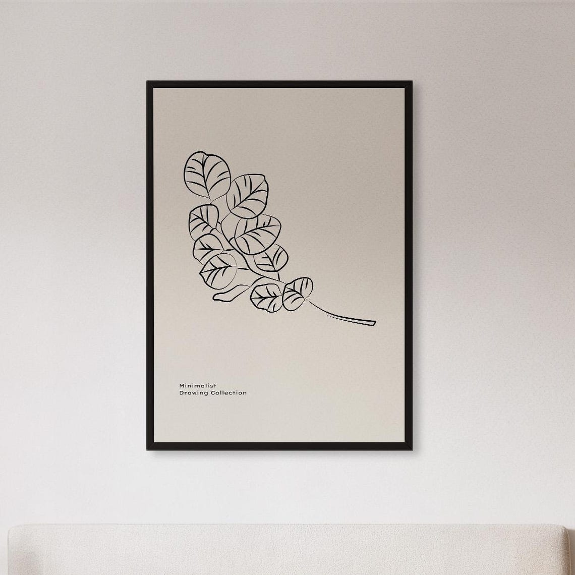 Minimalist Eucalyptus Leaf Branch Fine Line Art Botanical Poster