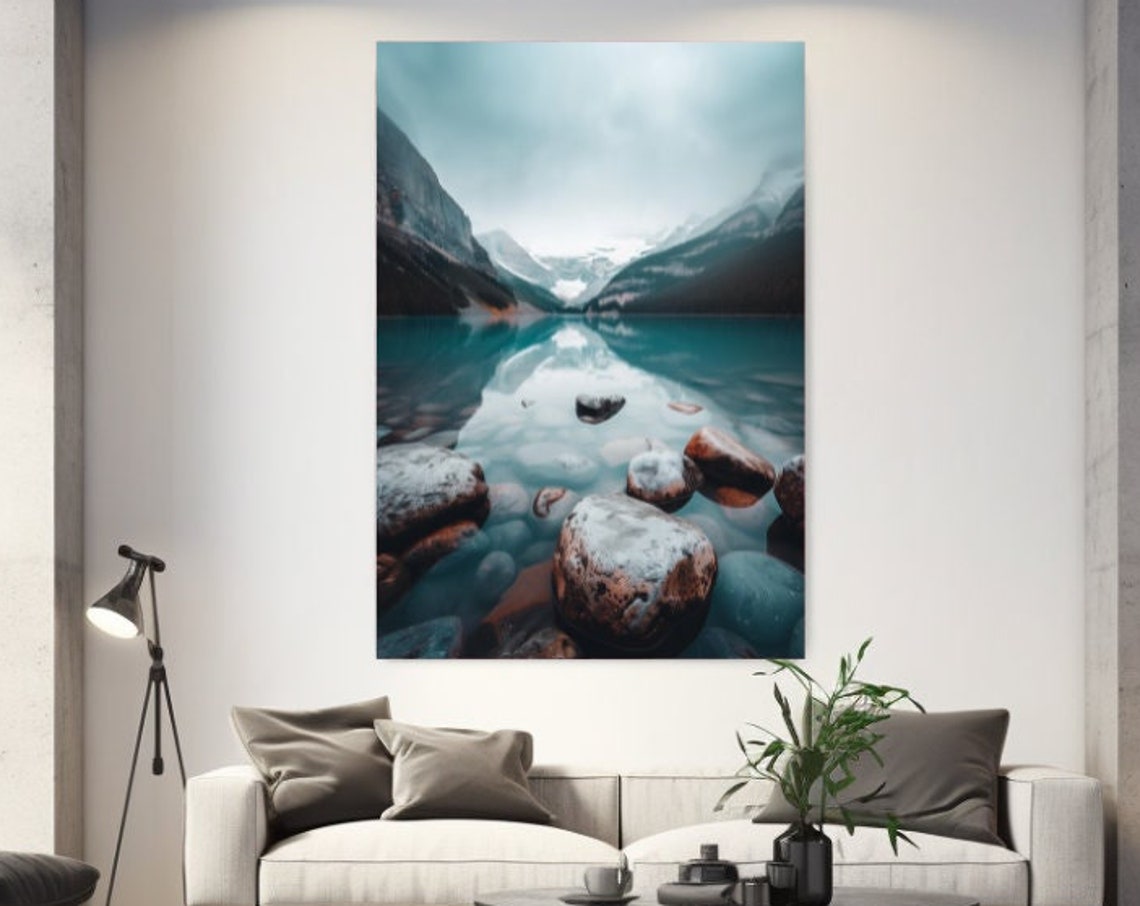 Lake Louise Canada Turquoise Alpine Lake Rocks Reflection Poster
