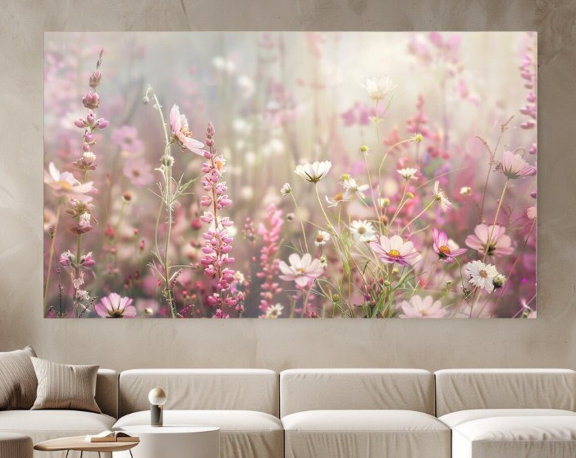 Spring Wild Flowers, Pastel Colours Art Print
