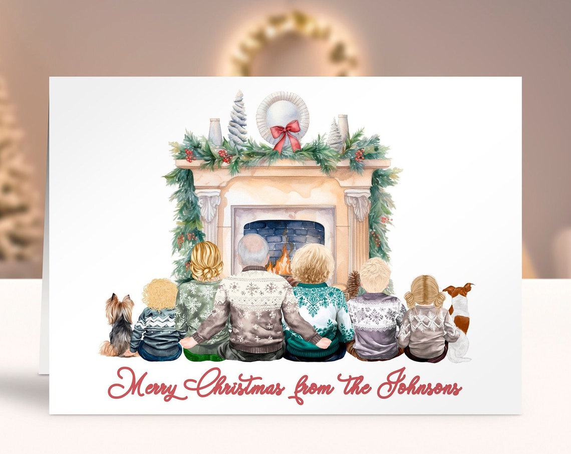 Merry Christmas from the Johnsons Custom Fireplace Card Print