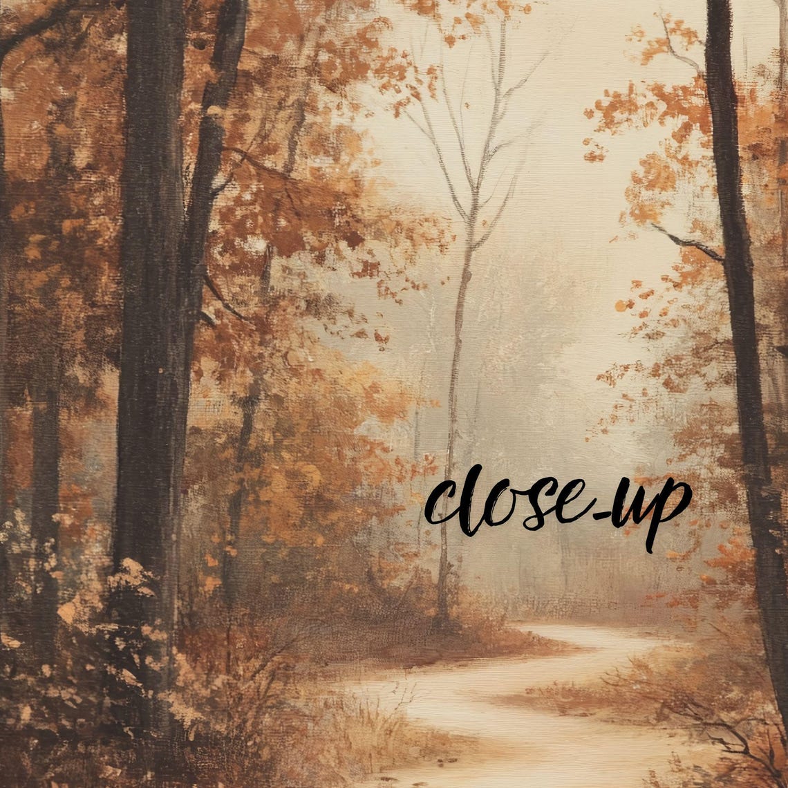 Sunlit Autumn Forest Path Tall Trees Warm Vintage Trail Art Poster - Image 4